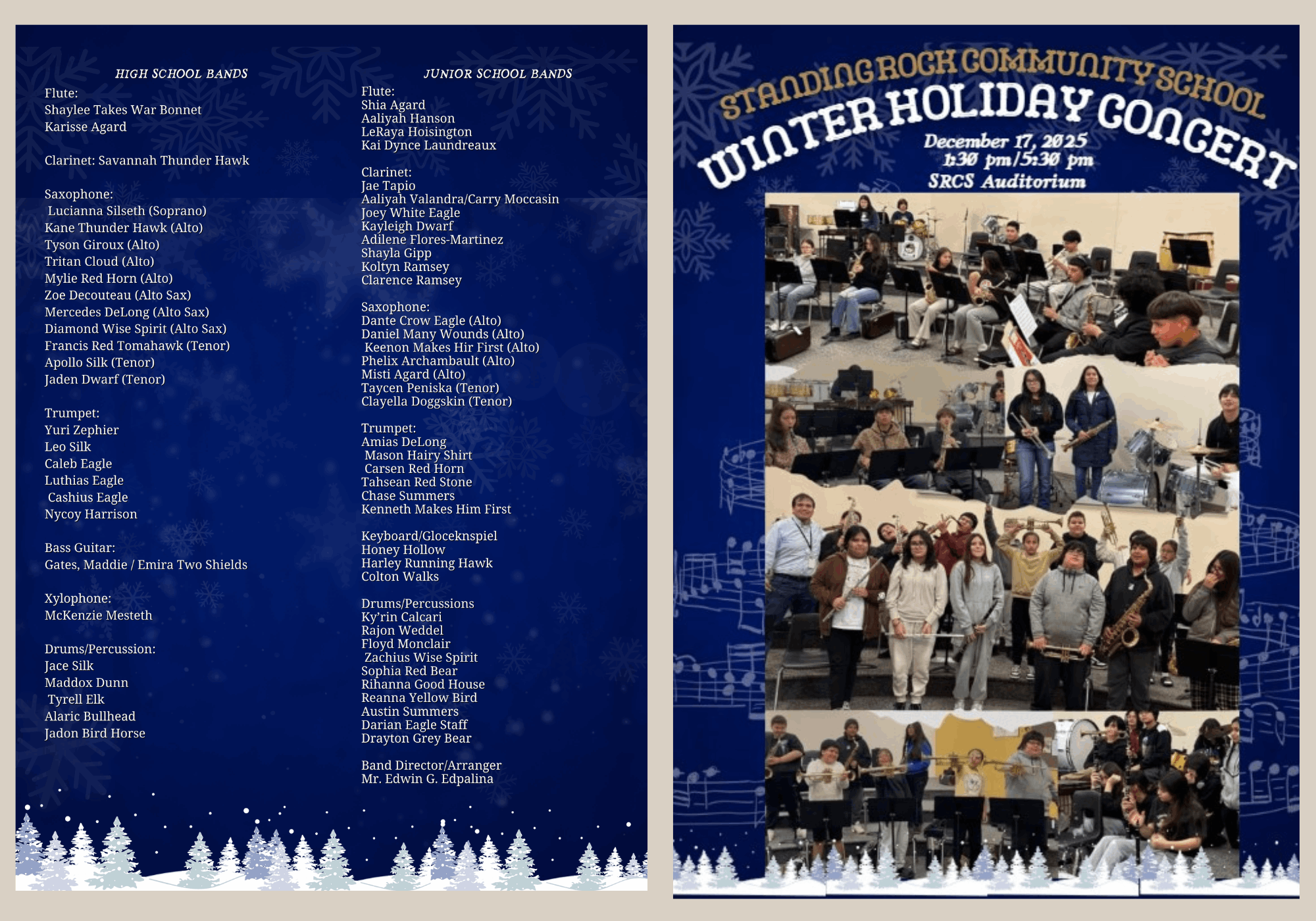 SRCHS Winter concert December 15 5:30pm